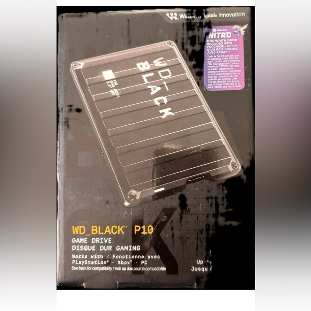 WD_P10 2 TB Portable HDD Game drive
Works with PlayStation, XBox and PC